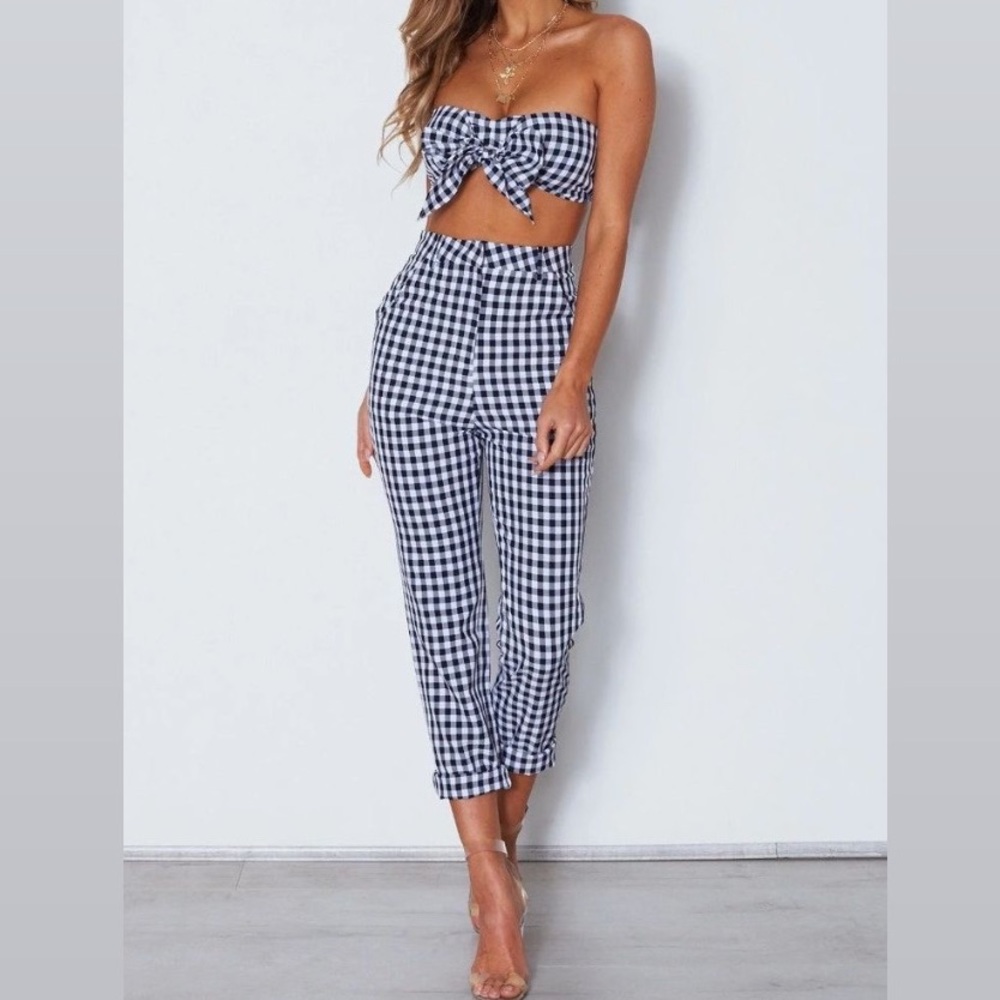 White Fox Gingham two piece co-ord set